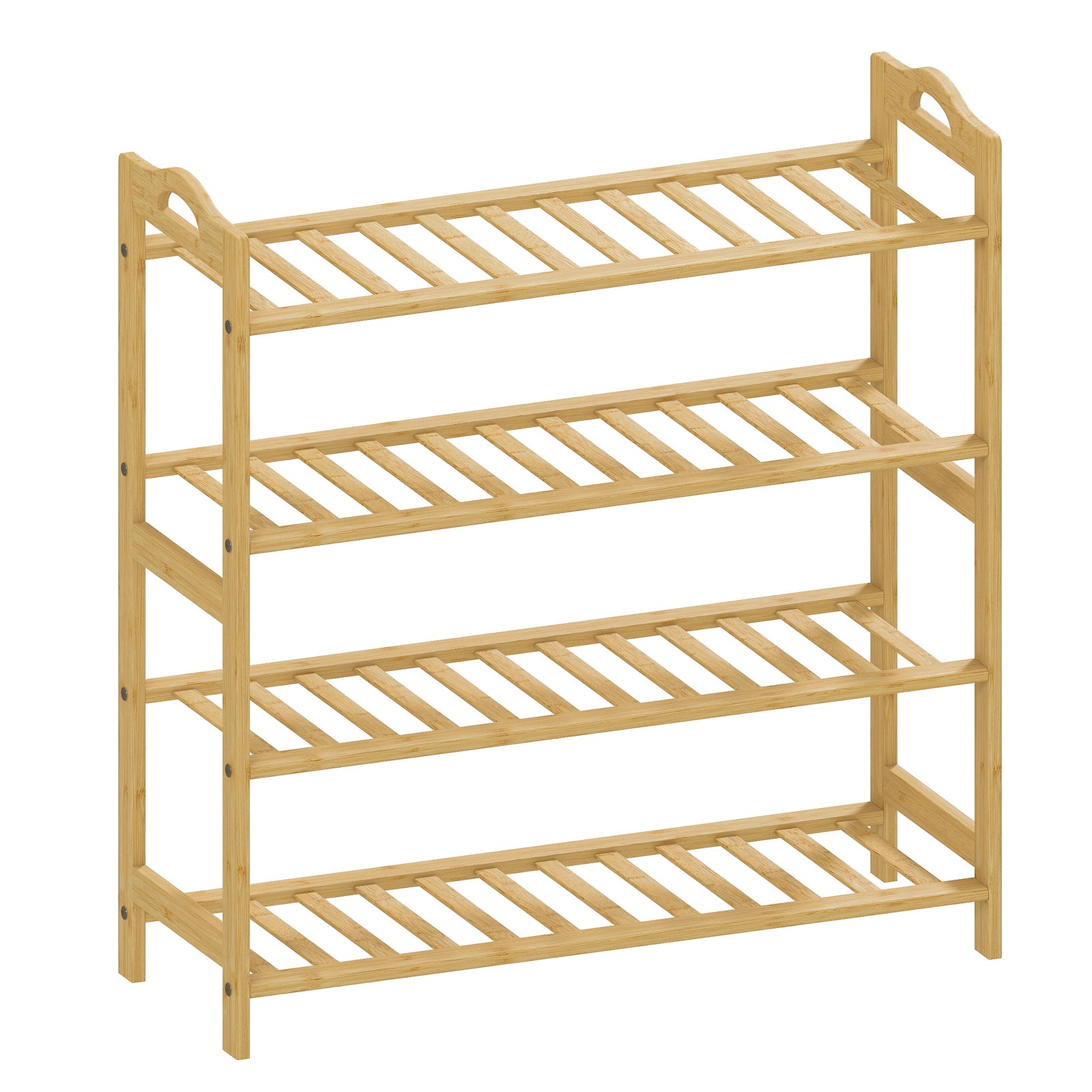 Freestanding Bamboo Shoe Rack, 4-Tier Shoe Shelf Stand for Hallway, Living Room, Bedroom, Natural Wood Finish
