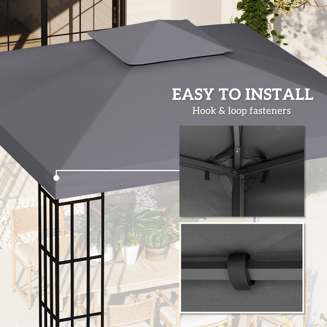 3(m) Gazebo Top Cover Double Tier Canopy Replacement Pavilion Roof Deep Grey