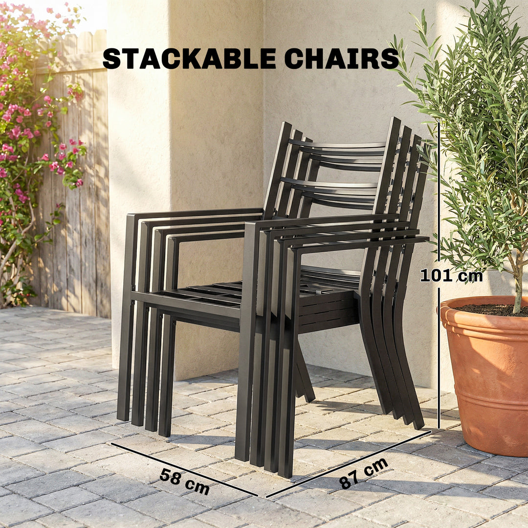 5 Pieces Outdoor Dining Set with Thick Cushions, Garden Dining Set for