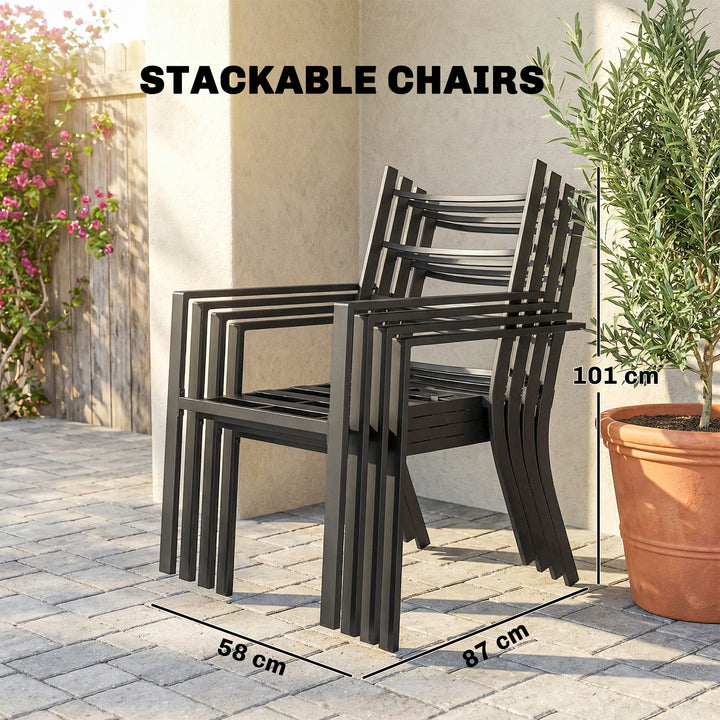 5 Pieces Outdoor Dining Set with Thick Cushions, Garden Dining Set for