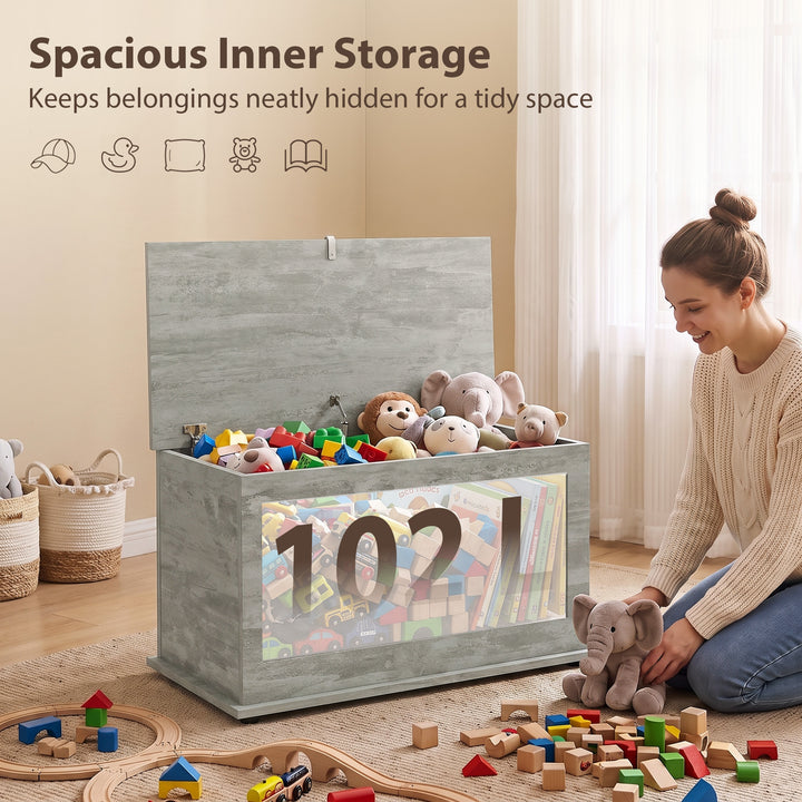 Storage Chest, 102L Blanket Box, Shoe Bench with Safety Hinged Lid, Be