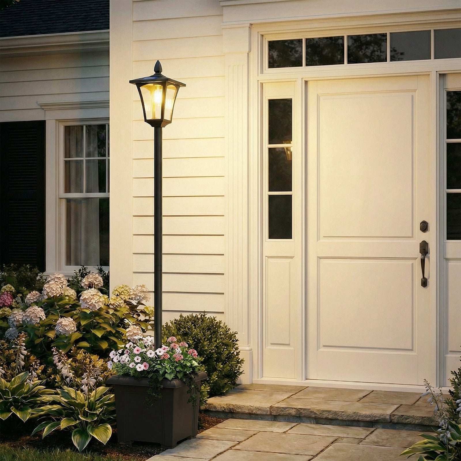 Garden Solar Lamp Post Light, Waterproof LED Solar Light Post with Pla