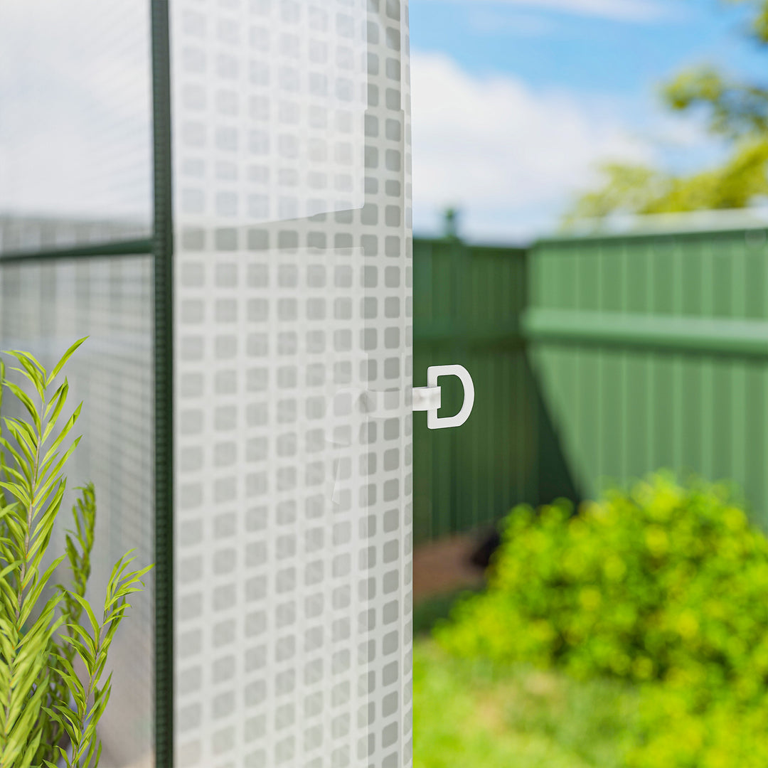 Walk-in Greenhouse with Shelves, Small Greenhouse with PE Cover and Roll-up Door, 123 x 187 x 189 cm