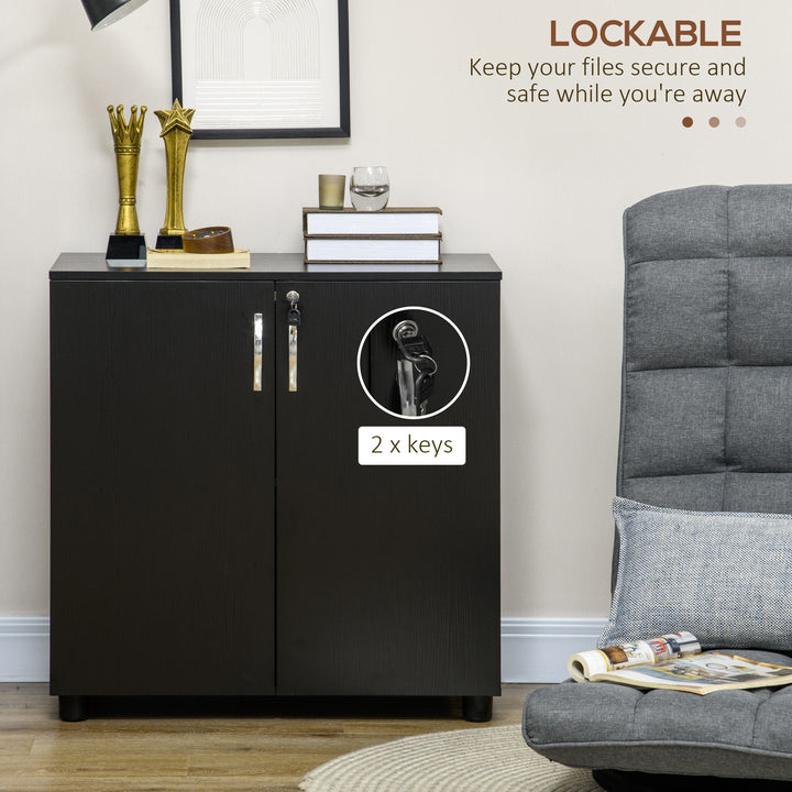 Two-Tier Locking Office Storage Cabinet - Black