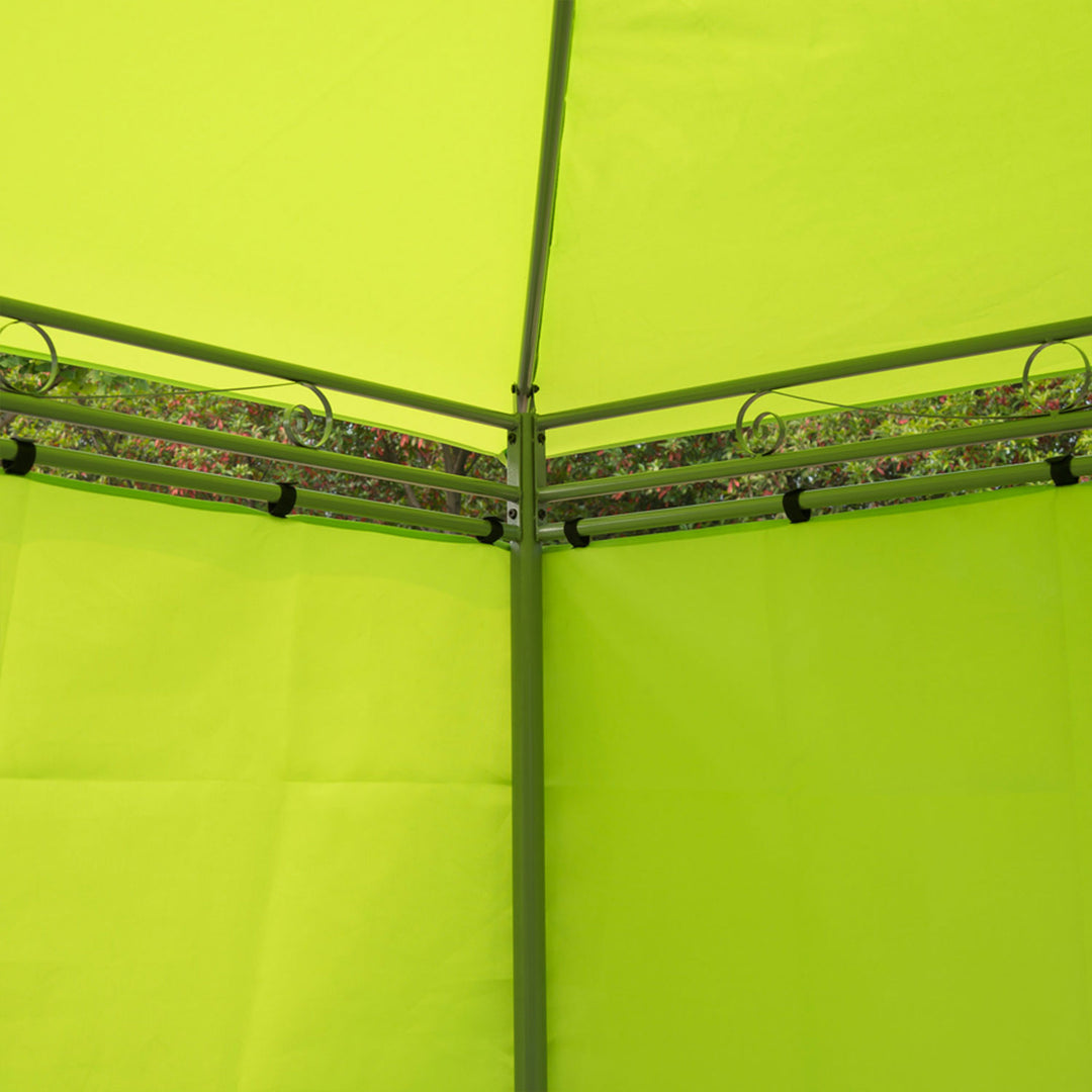 3 x 3(m) Garden Gazebo, Outdoor Gazebo Canopy Shelter with Curtains and Steel Frame for Lawn, Yard and Deck, Green