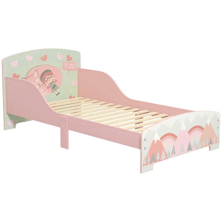 ZONEKIZ Toddler Bed Frame, Kids Bedroom Furniture for Ages 3-6 Years, Pink | Aosom UK