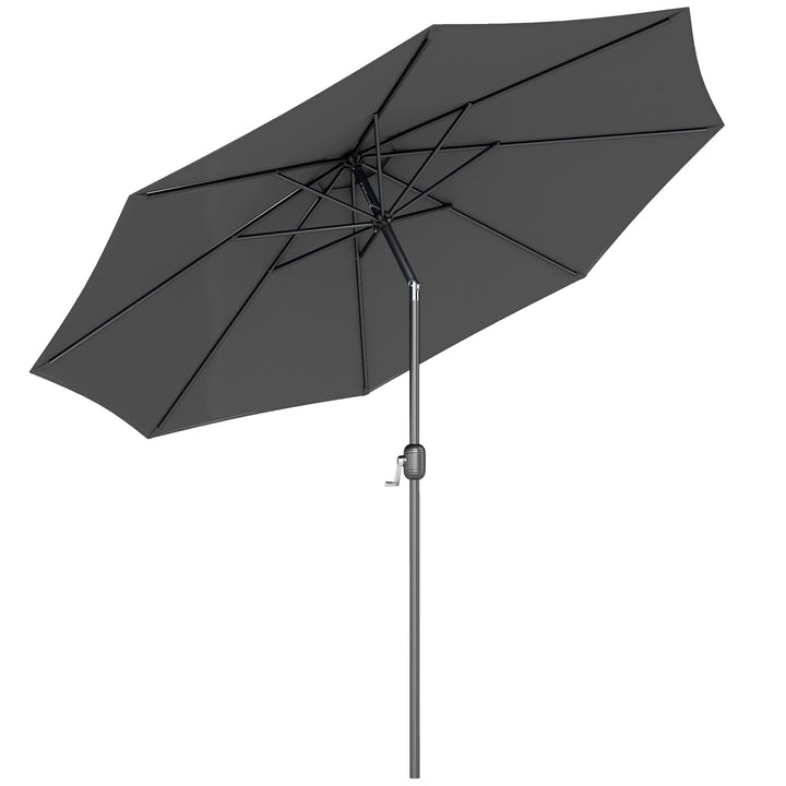 MCL 3(m) Tilting Parasol Garden Umbrellas, Outdoor Sun Shade with 8 Ribs, Tilt and Crank Handle for Balcony, Bench, Garden, Dark Grey