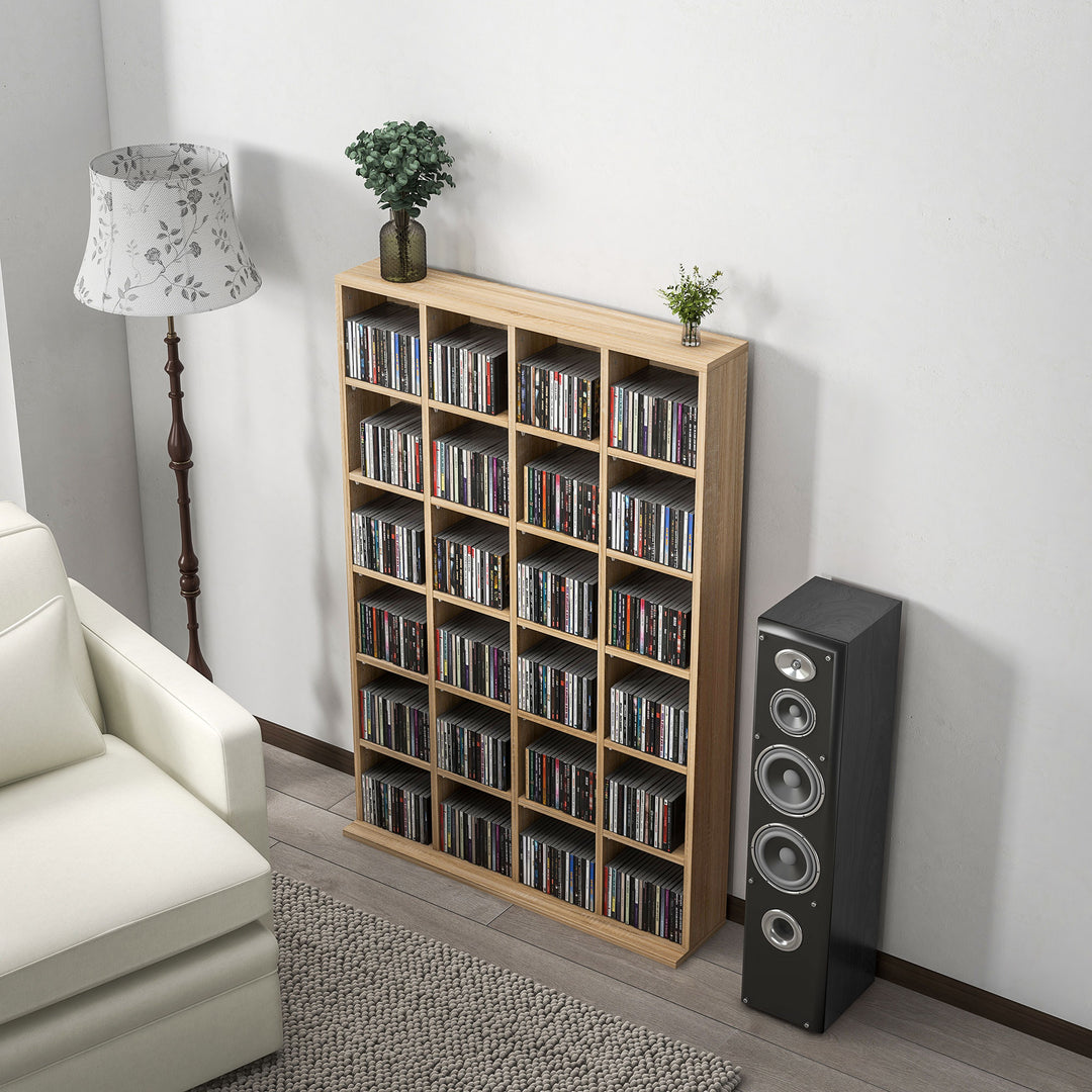 CD Storage Unit with Adjustable Shelves, 89 x 130.5 cm, Nature Wood Finish