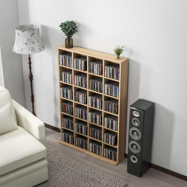 CD Storage Unit with Adjustable Shelves, 89 x 130.5 cm, Nature Wood Finish