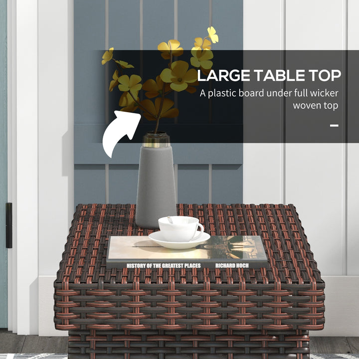 Foldable Outdoor Side Table, Rattan Garden Coffee Table with Steel Frame, Space Saving Bistro Garden Furniture for Patio, Balcony, 60 x 41 x 41 cm, Brown