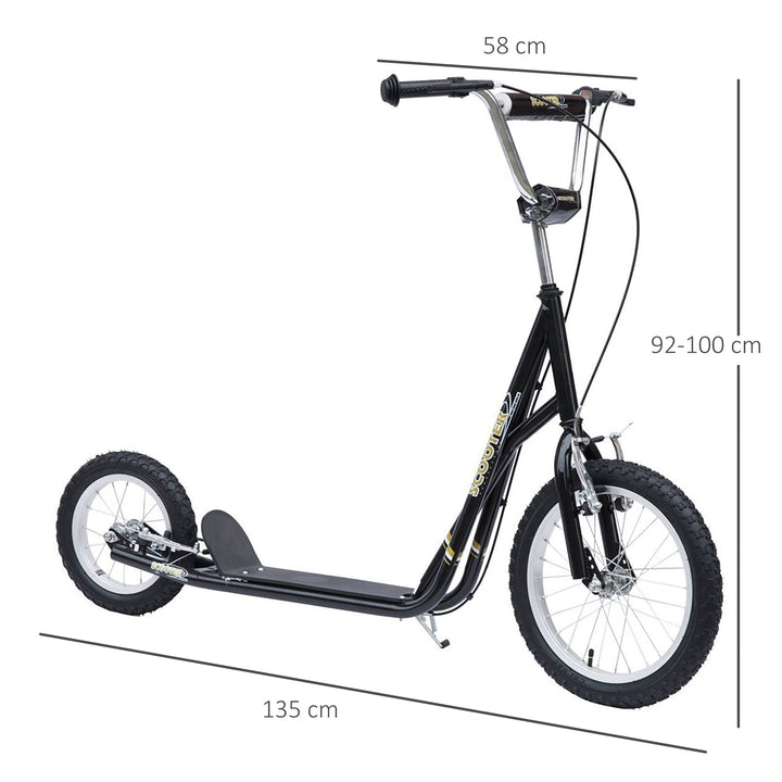 MCL Kids Scooter, Teen Kick Scooter with Rubber Wheels, 16" Front Wheel, Height Adjustable Handlebar, Dual Brakes, Kick Stand, for 5+ Years, Black
