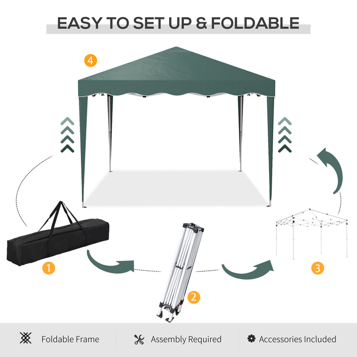 3 x 3cm Adjustable Height Pop-Up Gazebo, with Bag - Green