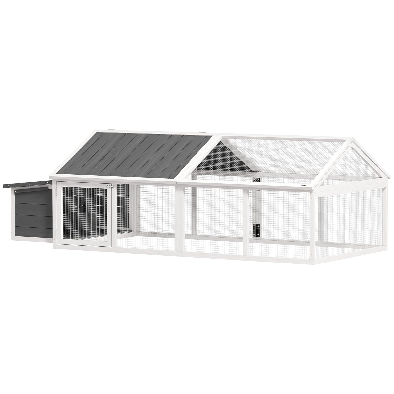 Wooden Chicken Coop with Nesting Box, Openable Roof, for 4-8 Chickens, White