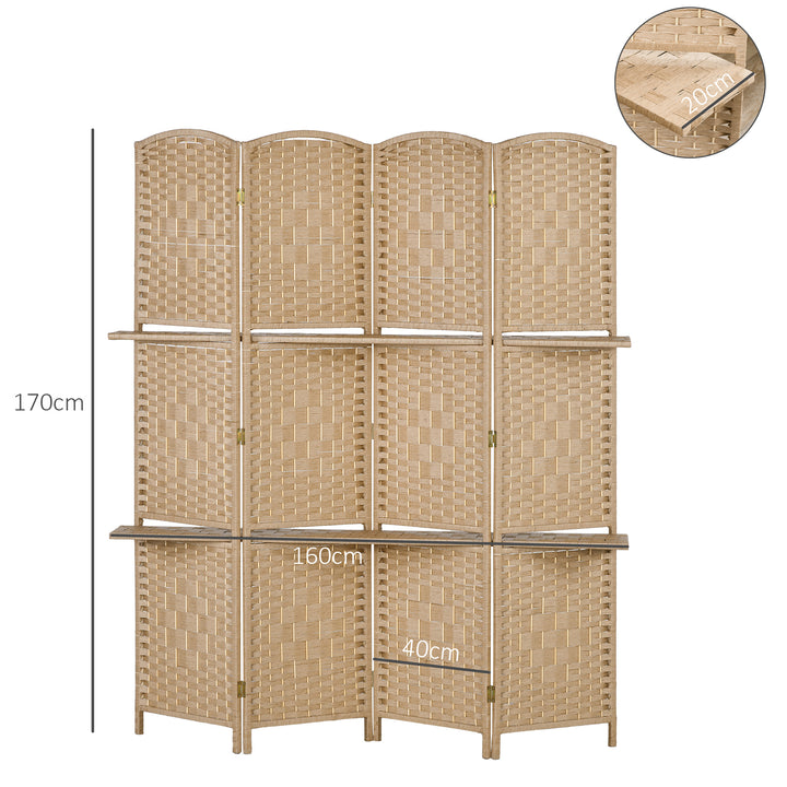 Freestanding Privacy Screen, 4 Panel Folding Room Divider for Living R
