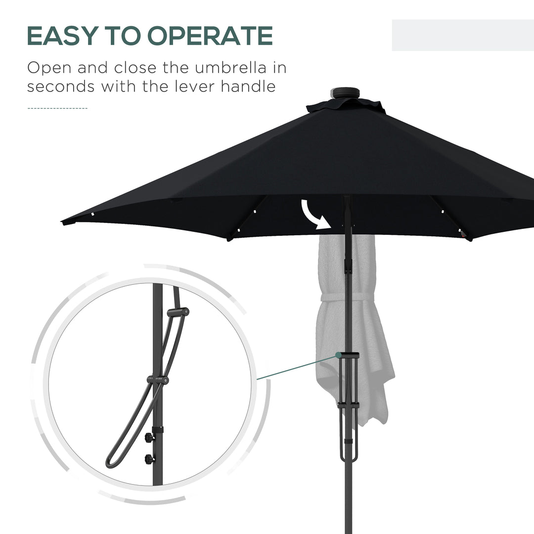 3(m) Solar LED Cantilever Parasol - Black