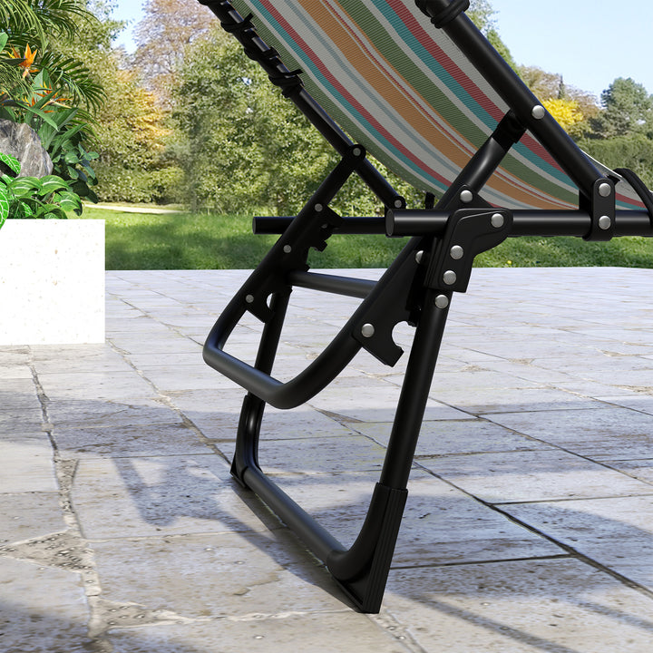 Outsunny Folding Sun Lounger Set of 2, Beach Chaise Chair, Garden Cot, 4