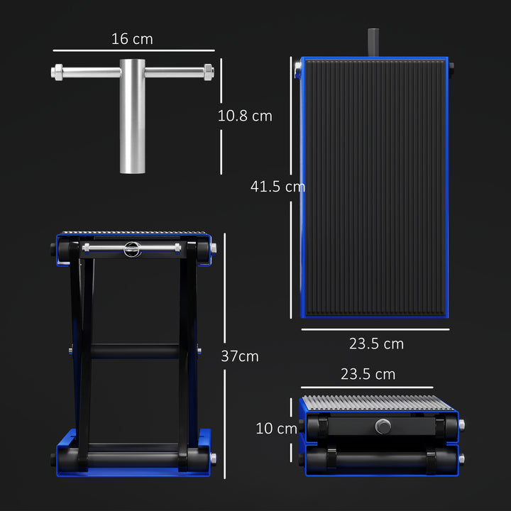 500KG Motorcycle Lift Scissor Jack, Height Adjustable Motorbike Stand with Anti-Slip Wide Deck, Heavy Duty Steel Motorbike Repair Lift Hoist Stand for Home Garage, Blue