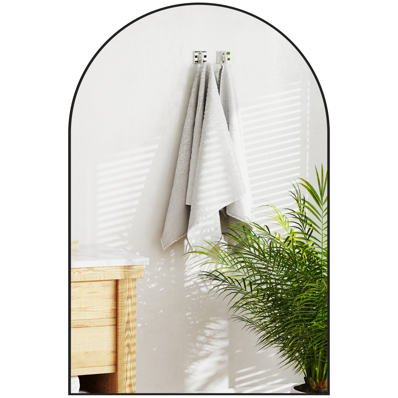 60 x 90cm Arched Home Mirror - Black