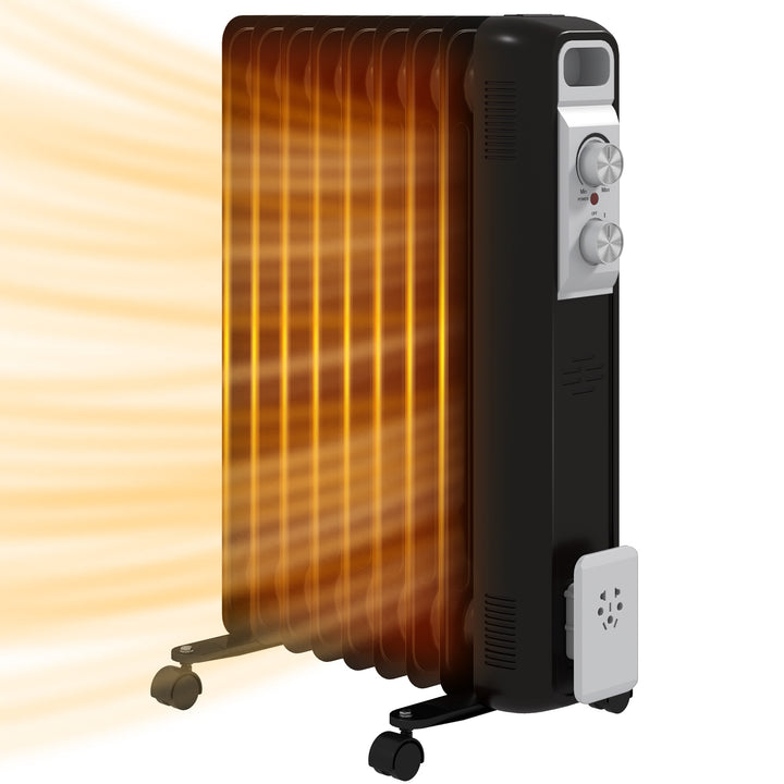 2kW Nine Fin Oil-Filled Radiator - Black