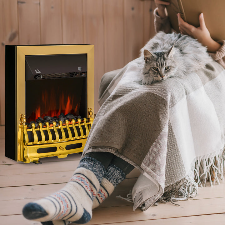 HOMCOM LED Flame Electric Fire Place-Golden