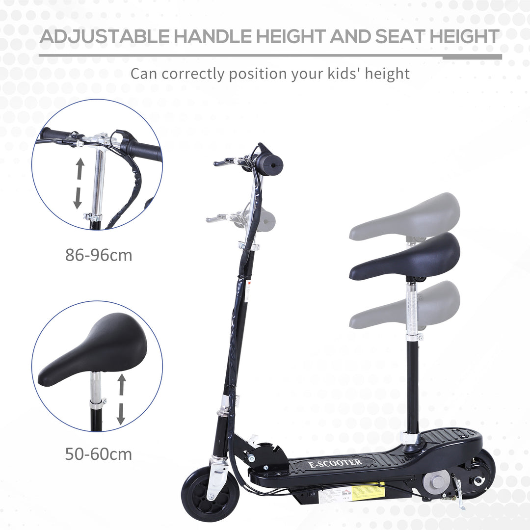 Powered E-Scooter Ride-On, with Brakes, Adjustable Seat, Adjustable Handlebars, Black