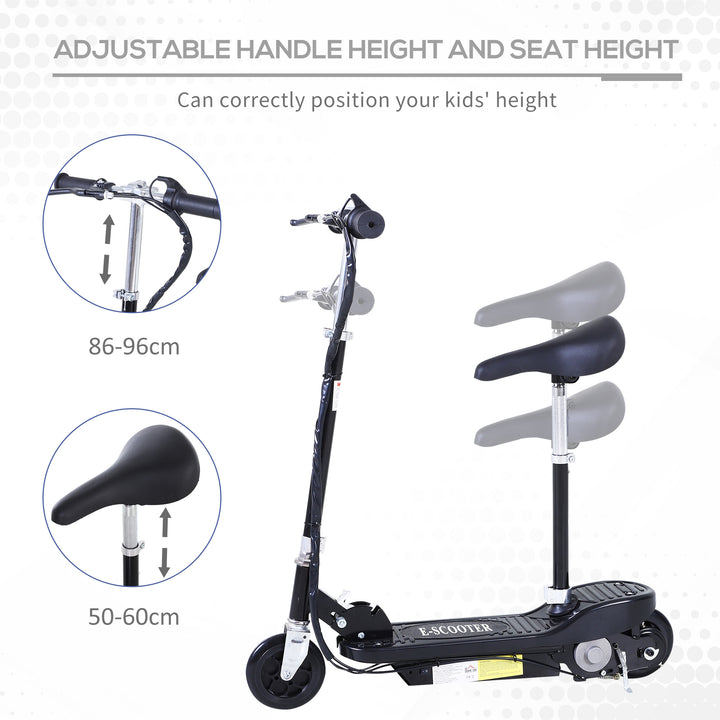 Powered E-Scooter Ride-On, with Brakes, Adjustable Seat, Adjustable Handlebars, Black
