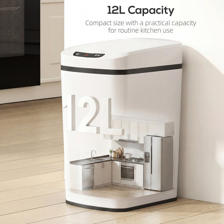 12L Sensor Bin, Automatic Touchless Motion Sensor Kitchen Bin with Fingerprint Resistant Stainless Steel
