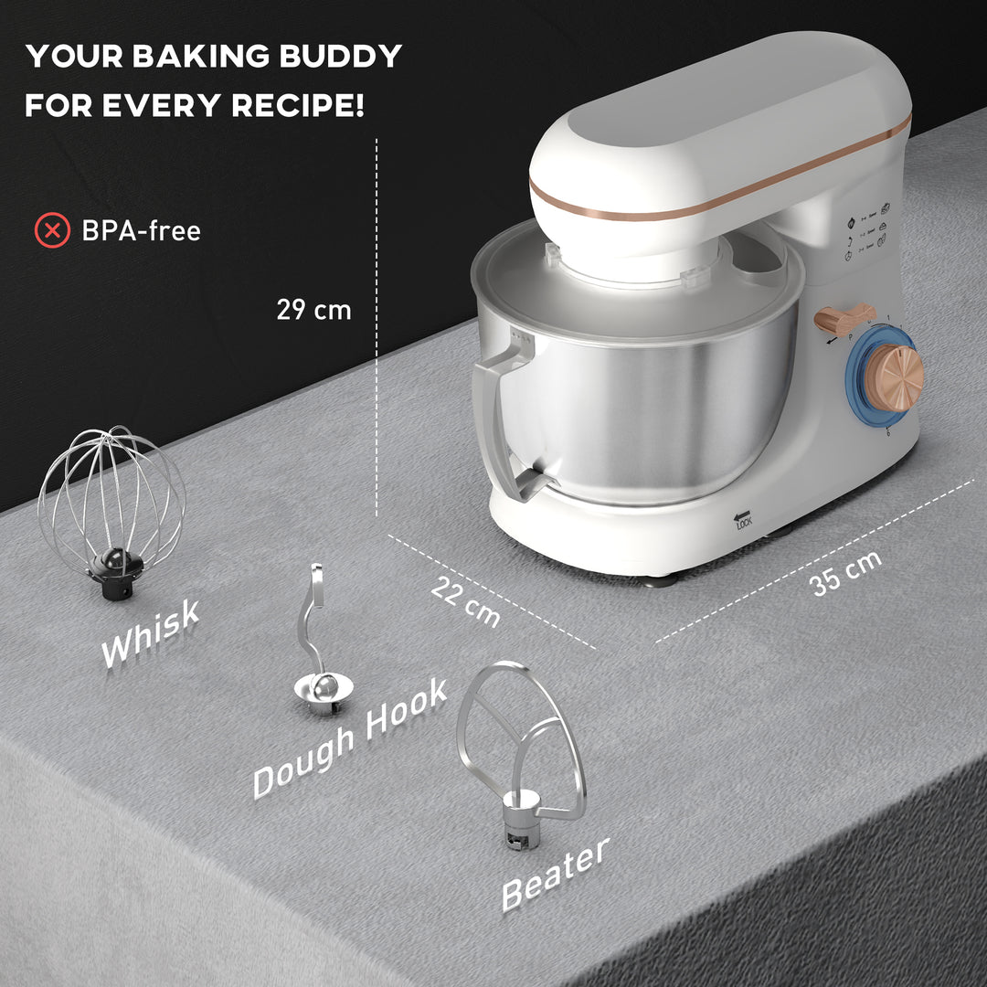 1300W Kitchen Stand Mixer, with Accessories - White