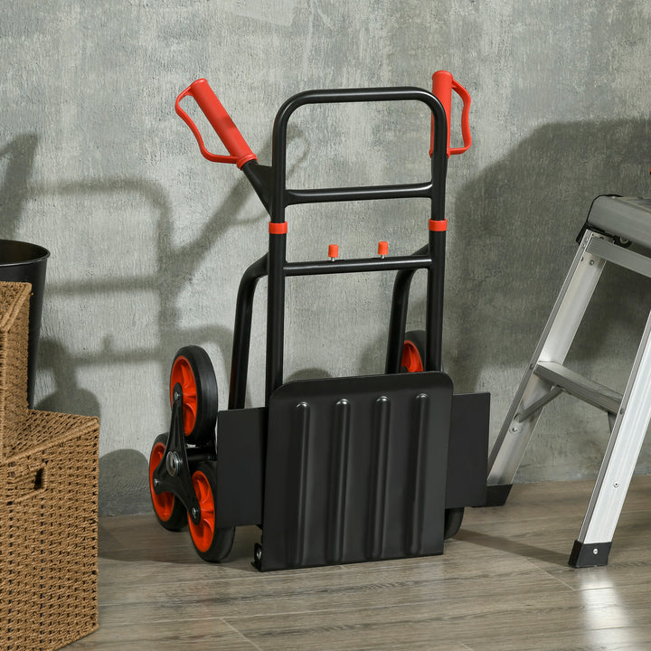 Steel Folding Hand Truck, Heavy Duty Foldable Trolley on Wheels, Multi-Purpose Sack Truck Moving Trolley, 120kg, Red