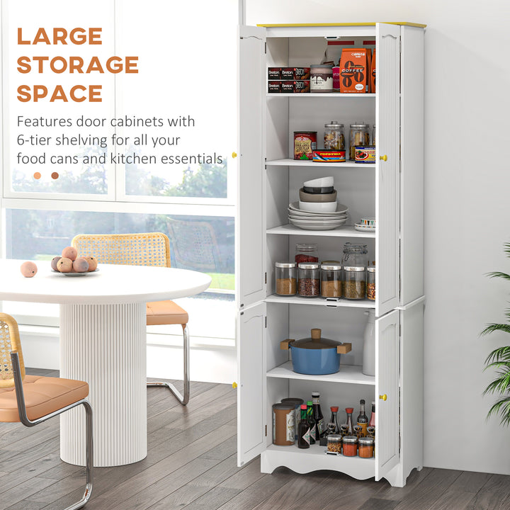 Freestanding 4-Door Kitchen Cupboard, Storage Cabinet Organizer with 4 Shelves, White