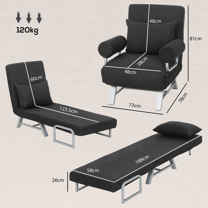Single Sofa Bed, 3-in-1 Convertible Folding Chair Bed with Adjustable - view 3