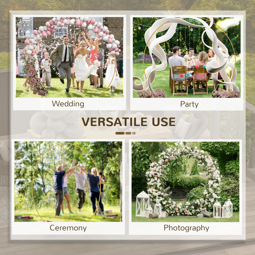 280cm Gold Backdrop Stand, Round Metal Wedding Arch for Birthday Party