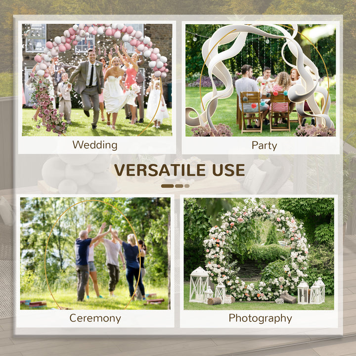280cm Gold Backdrop Stand, Round Metal Wedding Arch for Birthday Party