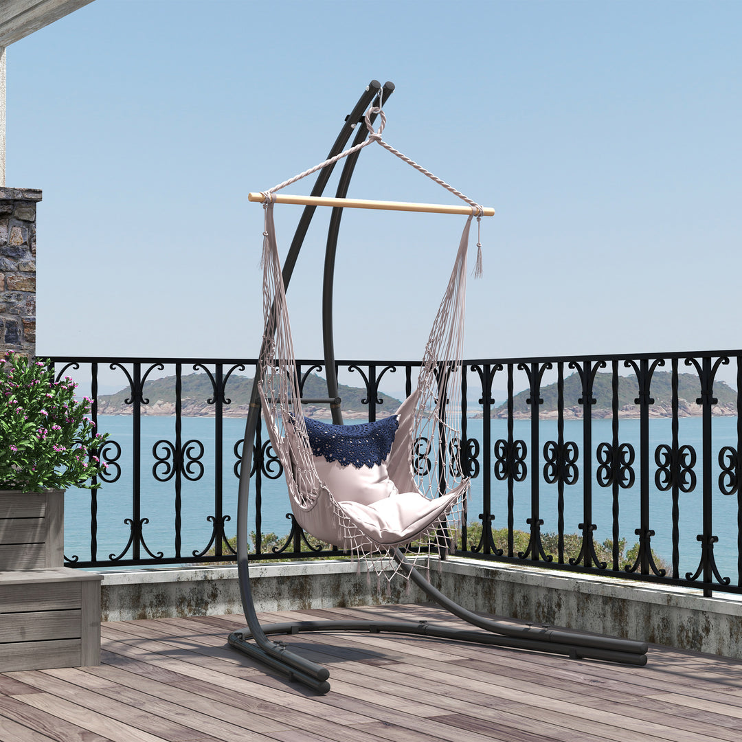 Hammock Chair Stand Only, Hanging Chair Stand with Extra Large Base, Heavy Duty Metal Single Hammock Egg Swing Frame for Indoor Outdoor, 150 KG Load Capacity, Black