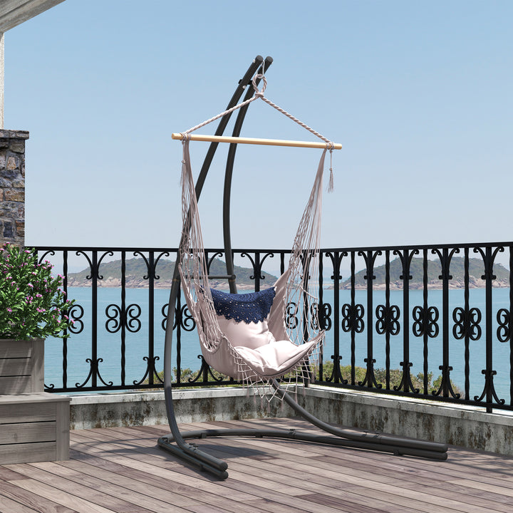 Hammock Chair Stand Only, Hanging Chair Stand with Extra Large Base, Heavy Duty Metal Single Hammock Egg Swing Frame for Indoor Outdoor, 150 KG Load Capacity, Black
