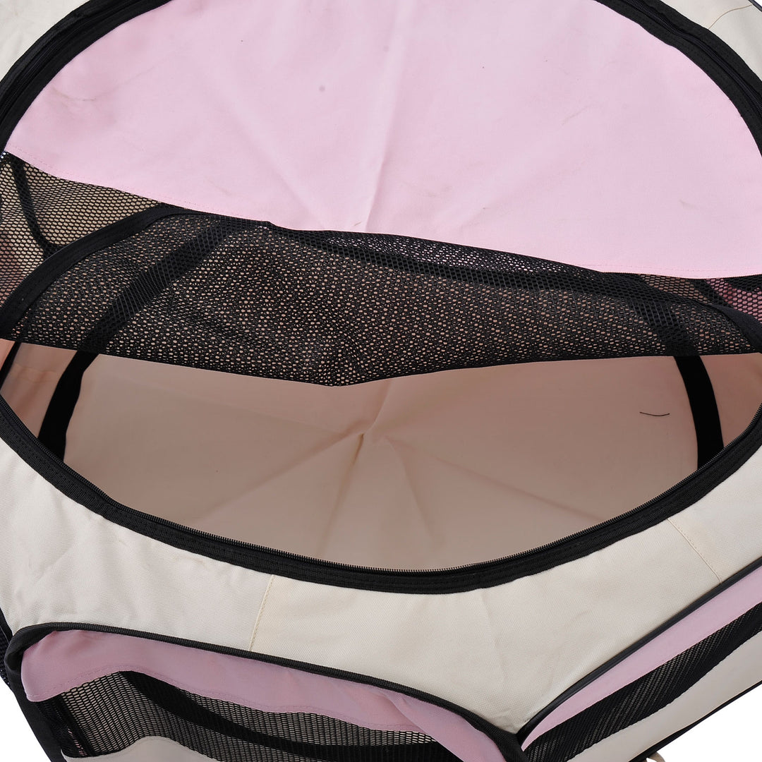 MCL Portable Cat Dog Playpen Pet Puppy Rabbit Guinea Pig Pen Run Dia 90 x 41H cm Indoor & Outdoor Pink