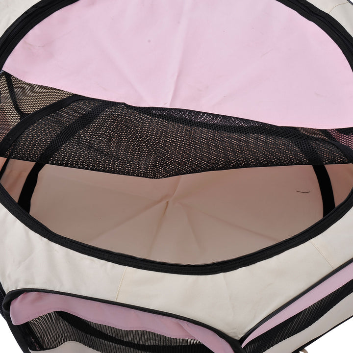 MCL Portable Cat Dog Playpen Pet Puppy Rabbit Guinea Pig Pen Run Dia 90 x 41H cm Indoor & Outdoor Pink