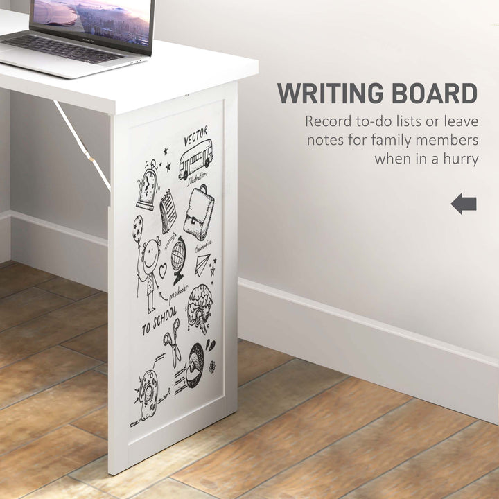 Three-Part Work Desk, with Storage and Writing Board - White