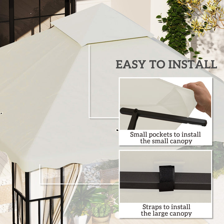 3 x 3 m Gazebo Canopy Replacement Covers, 2 - Tier Gazebo Roof Replacement TOP COVER ONLY, Cream White
