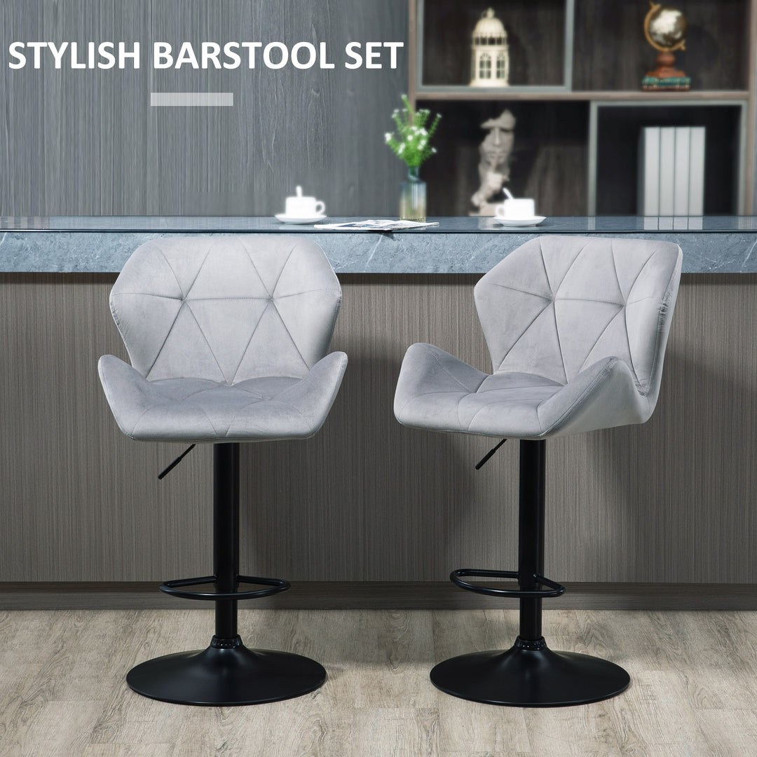 HOMCOM Set Of 2 Bar stools With Backs , Velvet