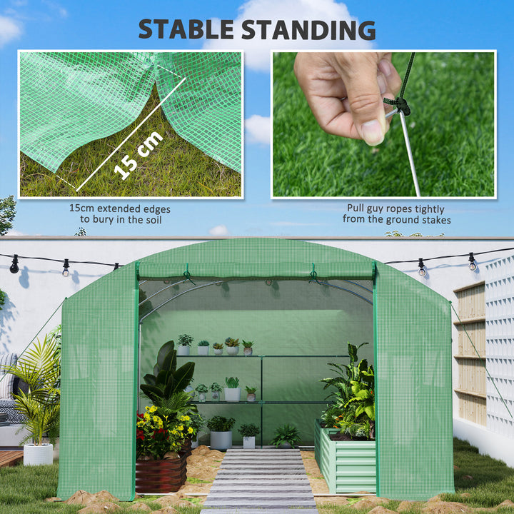 13 x 9.8ft Walk-In Polytunnel Greenhouse - Green