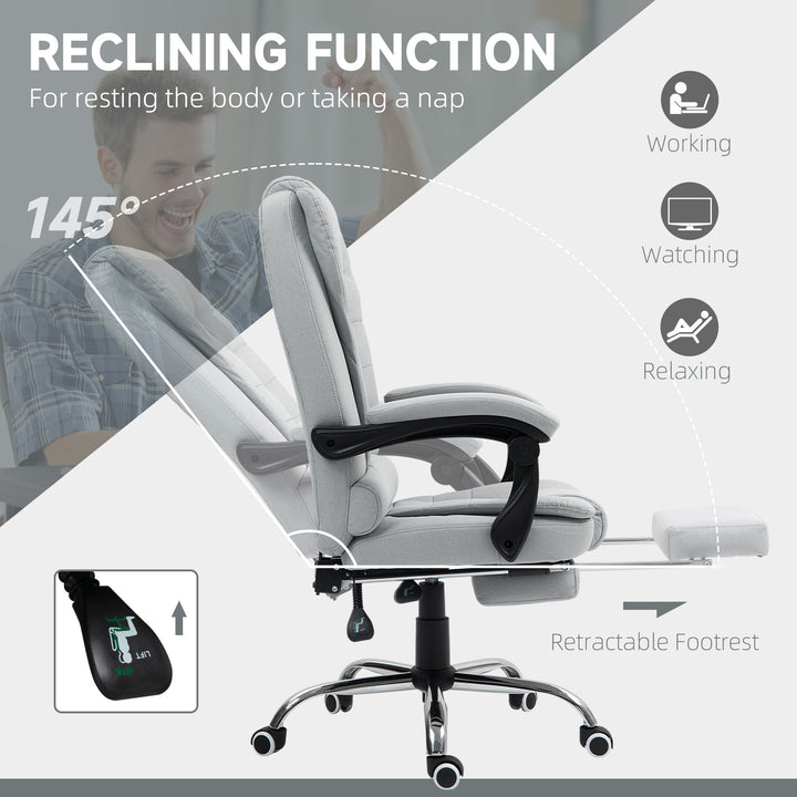 Linen-Look Adjustable Office Chair - Light Grey