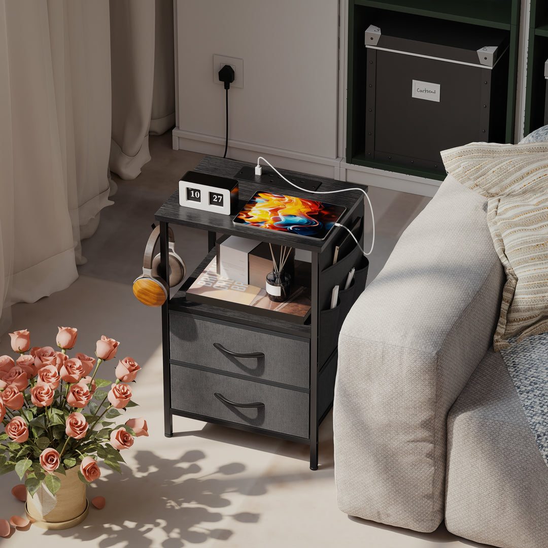 Bedside Table with Charging Station