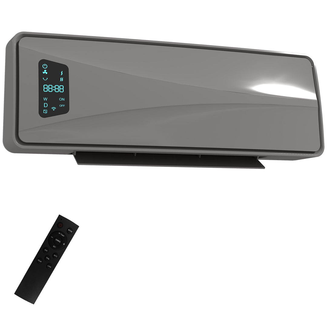 MCL 2000W Ceramic Electric Heater with Fan, Adjustable Thermostat, Wall Mounted - Grey