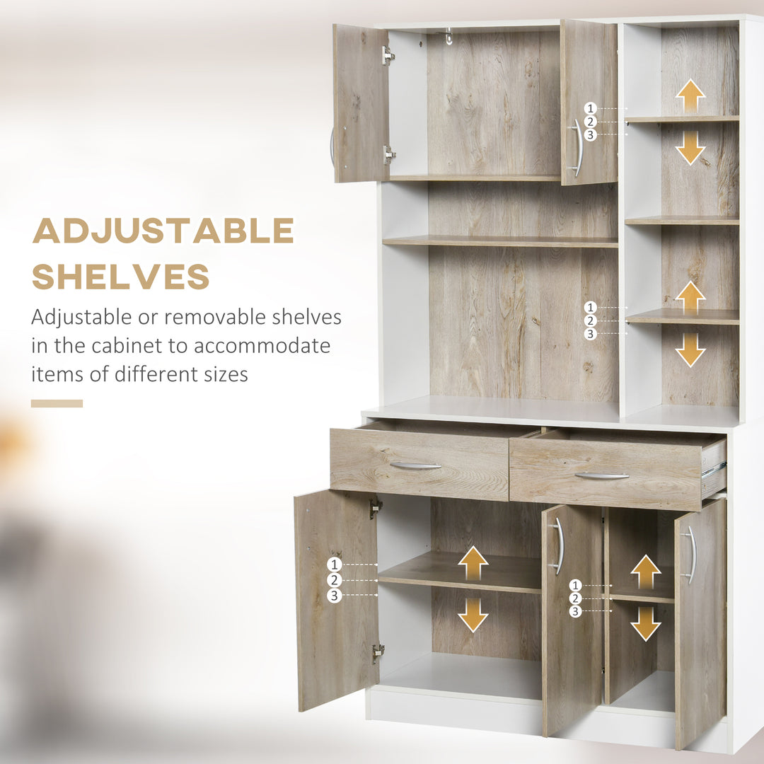 MCL Kitchen Cupboard Sideboard Storage Cabinet Unit with Counter Top, Adjustable Shelves, Drawers for Dining Room, Living Room