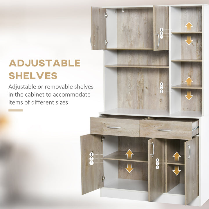 MCL Kitchen Cupboard Sideboard Storage Cabinet Unit with Counter Top, Adjustable Shelves, Drawers for Dining Room, Living Room