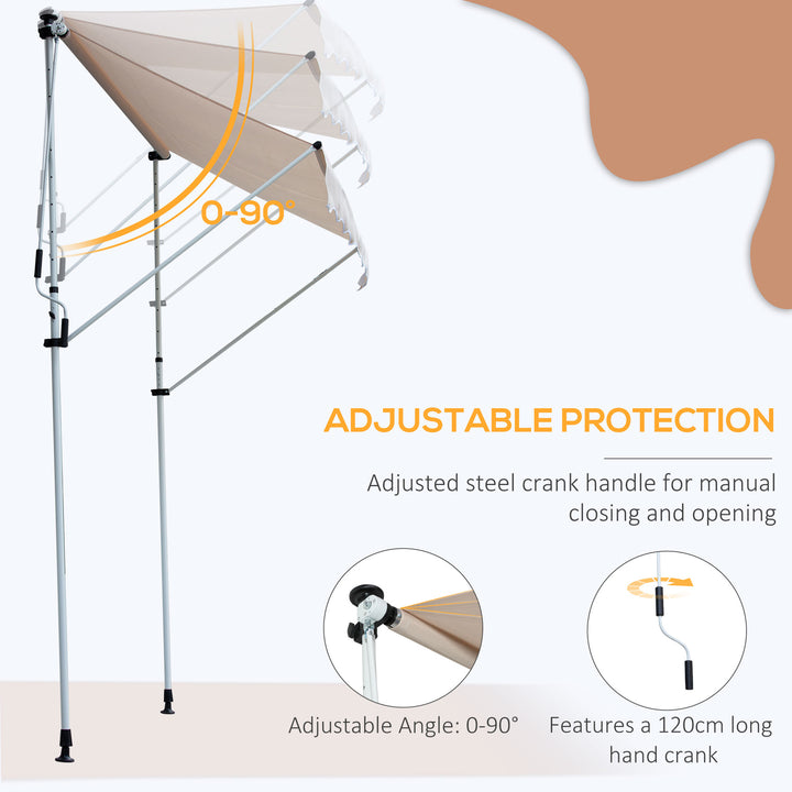 2x1.5m Adjustable Outdoor Aluminium Frame Awning Beige