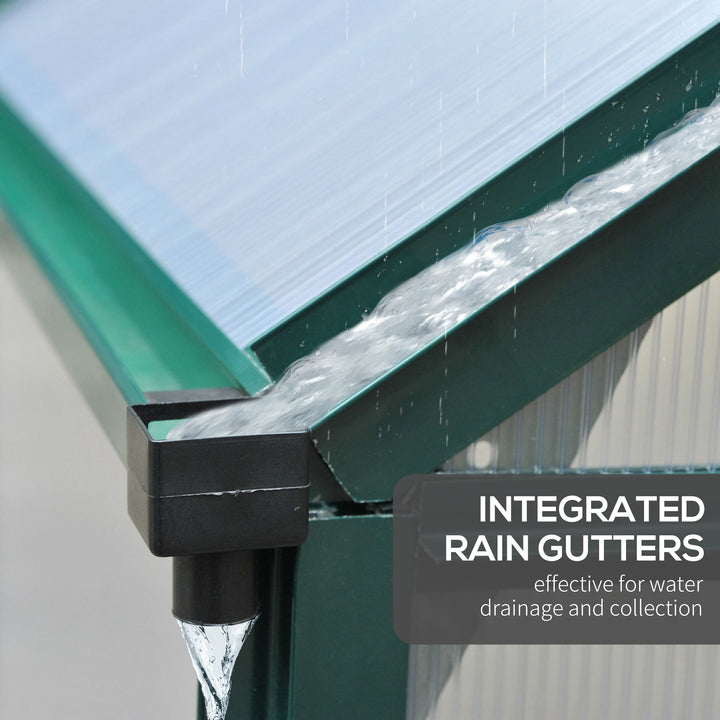 MCL 6 x 6ft Polycarbonate Greenhouse, Large Walk-In Green House with Slide Door and Window, Garden Plants Grow House with Aluminium Frame and Foundation, Dark Green