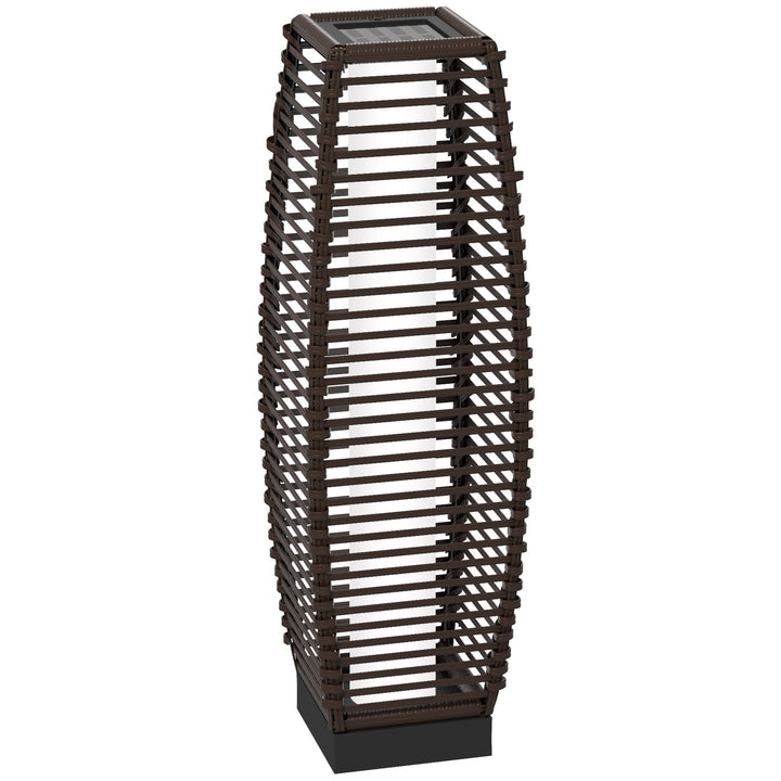 Rattan Solar Floor Lamp, 68cm Tall Outdoor Garden Lantern Pathway Light &amp; Decorative Lighting with Auto On/Off LED Lights, IP44, for Porch, Yard, Courtyard, Deck, Brown