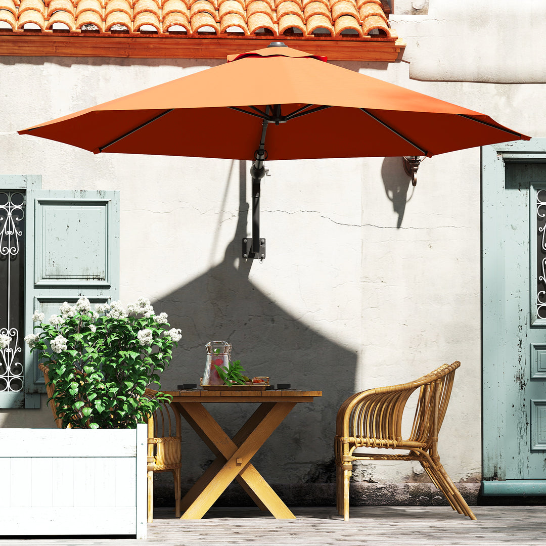 3(m) Wall-Mounted Parasol Shade, with Handle - Orange